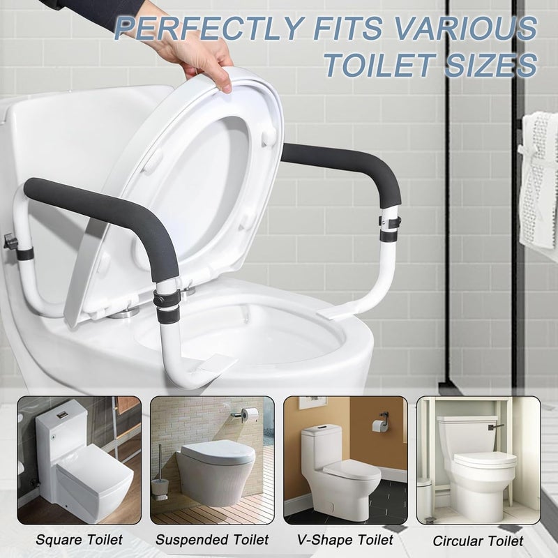henkoi Toilet Safety Rail, Safety Frame for Toilet Seat, Toilet Grab Bar with Adjustable Width for Seniors Supports 350lbs (Black and White) - Image 5